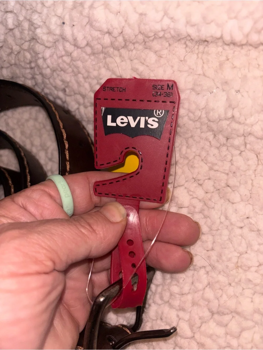 Levi’s NWT Brown Stretch Leather Belt Size M 34-36 Built-In Stretch